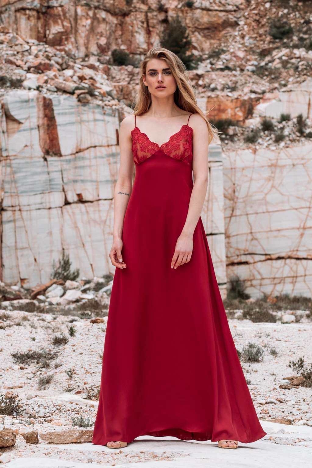 Wine red best sale slip dress